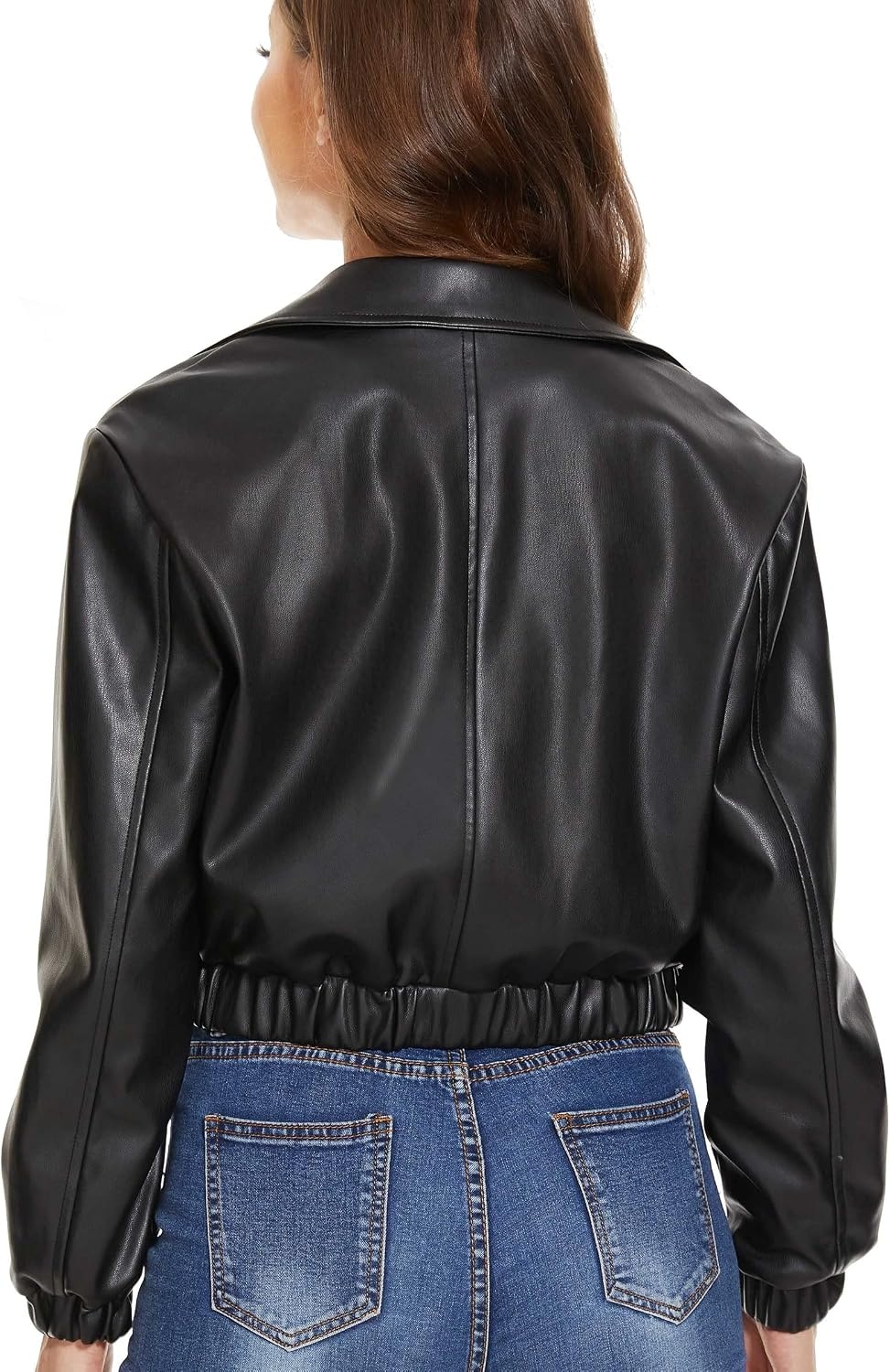 image:imageWomens Faux Leather Moto Jacket Black Brown and Coffee S to XXLBlack