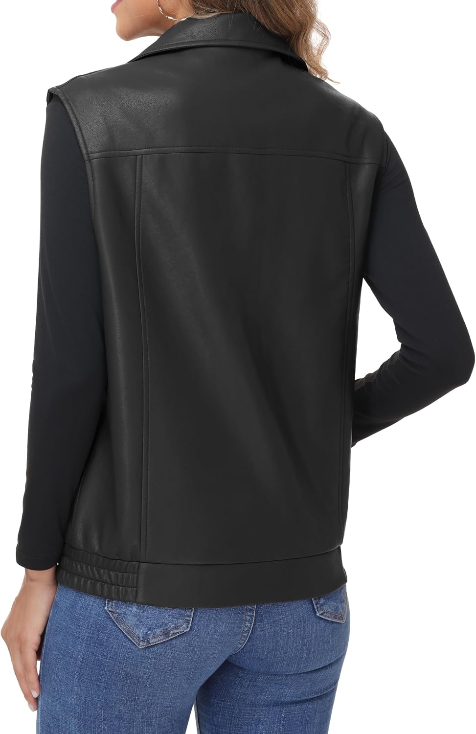image:imageWomens Oversized Leather Vest Sleeveless WaistcoatBlack