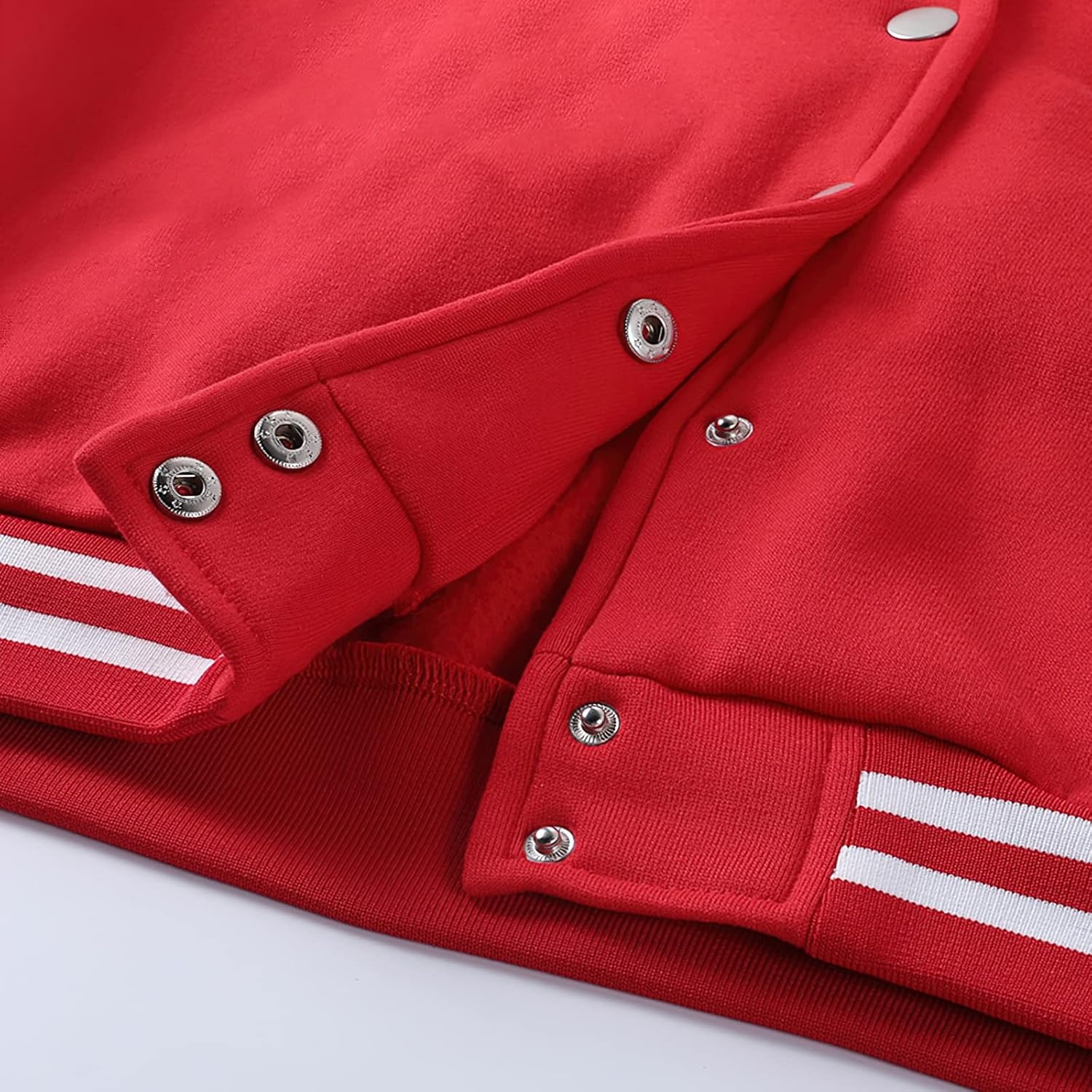 image:imageXaspee Womens Cropped Varsity Jacket Color Block Baseball JacketRed