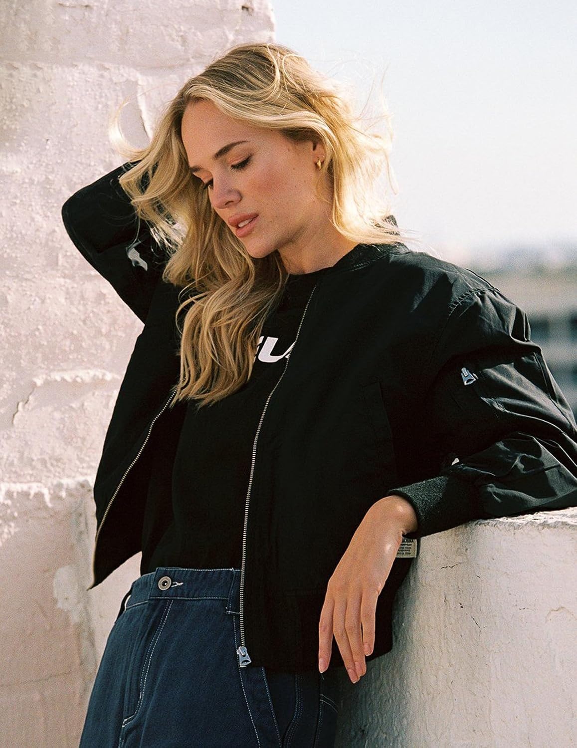 image:imageZeagoo Women Bomber Jacket Casual Coats Spring Fall Clothes with PocketsBlack