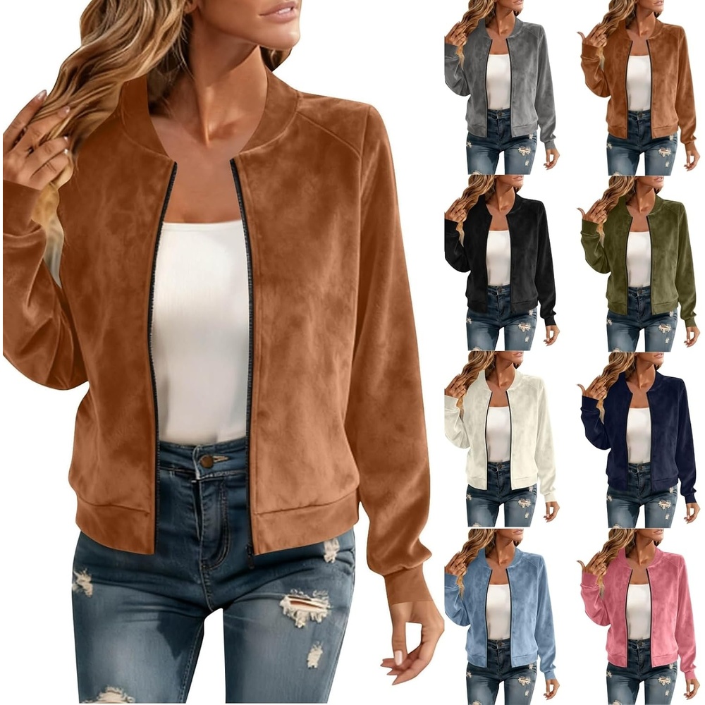 image:imageNantdog Crop Womens Faux Suede Jacket Fitted Boyfirend Shacket Barn JacketsBrown
