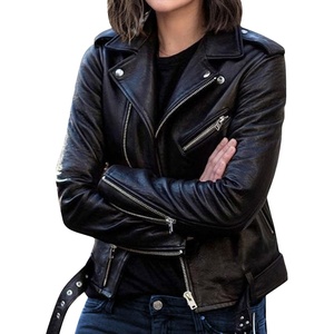 Biker Faux Leather Jacket for Women Faux Leather Motocycle Coat Fall Fashion Bomber Jacket(Black)