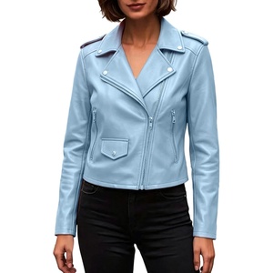 JiXiang Faux Leather Jacket Women Lapel Collared Fashion Vintage Coat Zipper Closure Cropped Biker Motorcycle Jackets Outwear(1-bu2)
