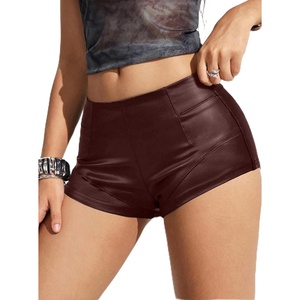 Leather Shorts for Women Low Rise Hot Micro Shorts Y2K Club Outfits(Burgundy)