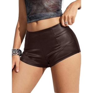 Leather Shorts for Women Low Rise Hot Micro Shorts Y2K Club Outfits(Chocolate)