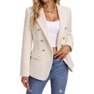 Mina Self 2026 Women’s Fall Tweed Blazer Plaid Jacket Business Casual Coat(1-tweed/Beige)