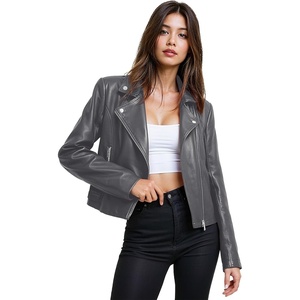 Olivia Miller Women’s Faux Leather Moto Jacket(Jk5208-gray)