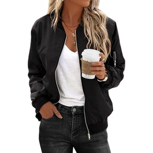 Zeagoo Women Bomber Jacket Casual Coats Spring Fall Clothes with Pockets(Black)