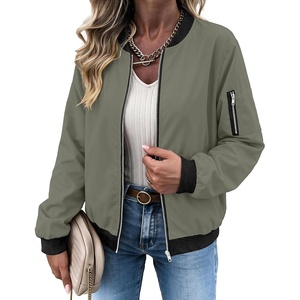 Zeagoo Women Bomber Jacket Casual Coats Spring Fall Clothes with Pockets(Dusty Green)