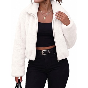 luvamia Faux Fur Jackets for Women Fall Cropped Coat Fuzzy Winter Outerwear(Cream White)