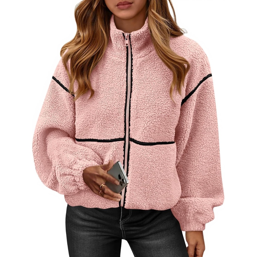image:imageKIRUNDO Sherpa Jacket Women Fleece Zip Up Winter CoatsPink