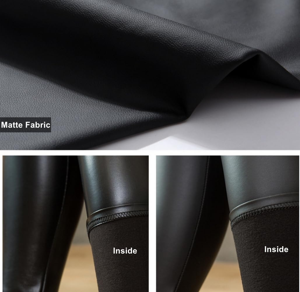 image:imageAIDAYOU Shiny Glossy Faux Leather Leggings for Women Pleather PantsBlackmatte
