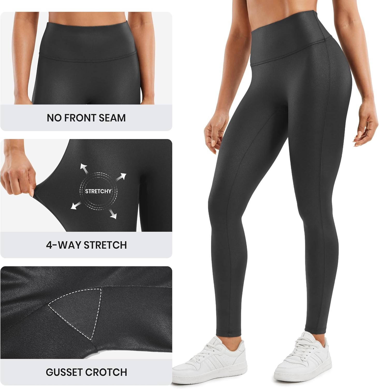 image:imageCRZ YOGA Faux Leather Leggings 28Black Foil Pattern