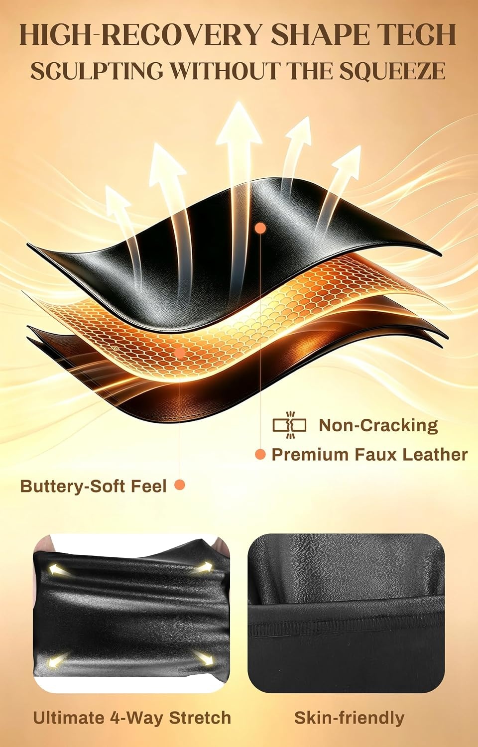 image:imageDAYOUNG Faux Leather Leggings for Women High Waisted Stretch Pleather PantsBlack