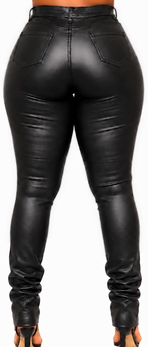 image:imageFaux Leather Leggings for Women Black High Waisted Stretch Leather Pants02 Black