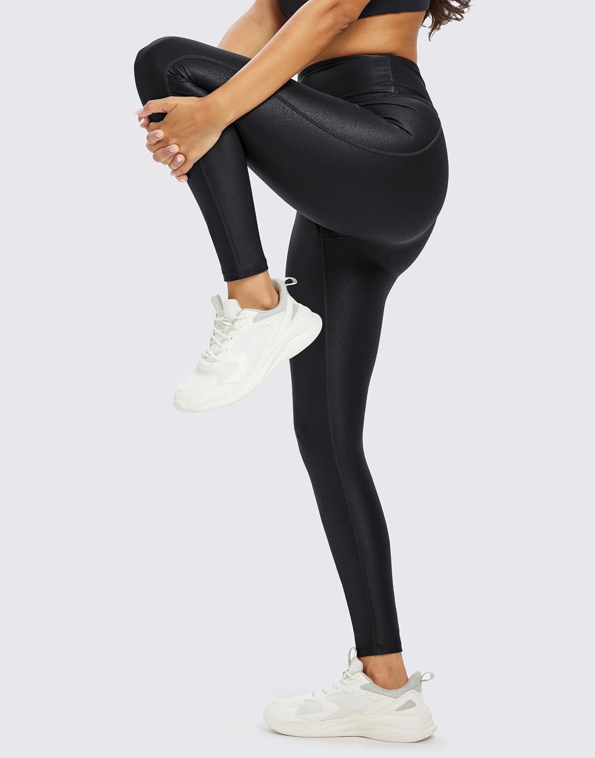 image:imageHARTPOR Faux Leather Leggings for Women 2528 Seamless StretchyBlack
