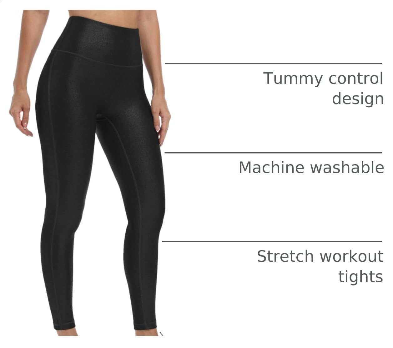 image:imageHARTPOR Faux Leather Leggings for Women 2528 Seamless StretchyBlack