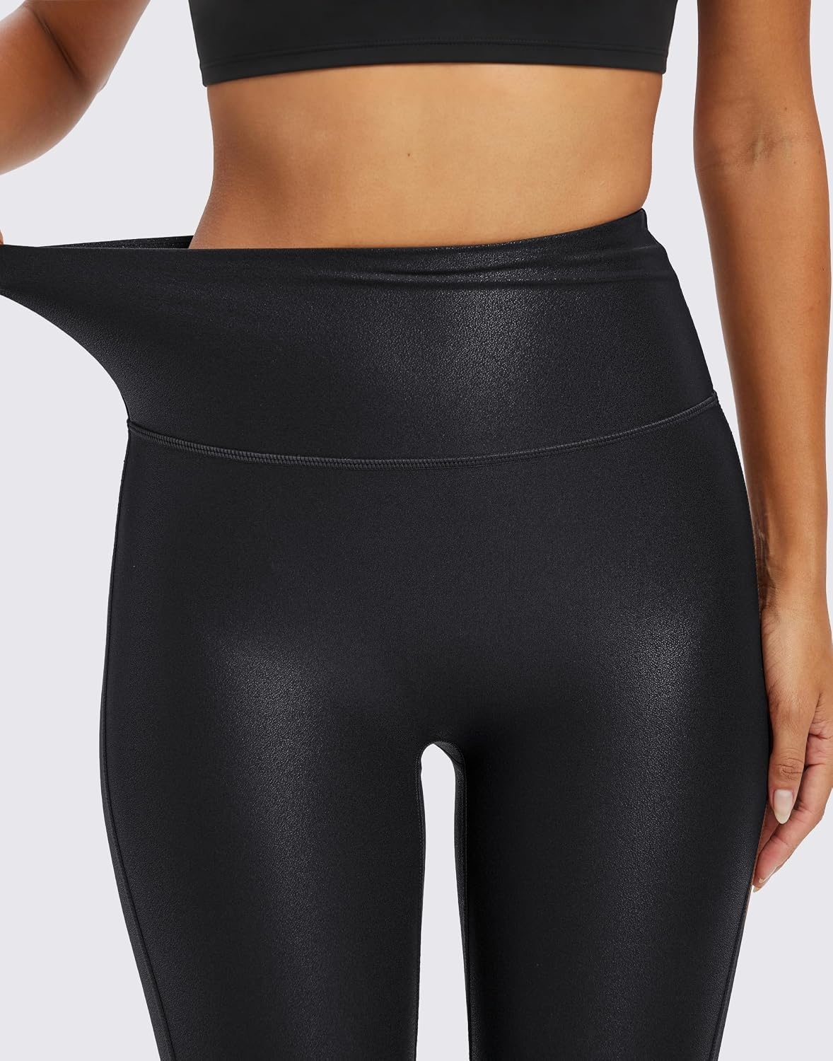 image:imageHARTPOR Faux Leather Leggings for Women 2528 Seamless StretchyBlack