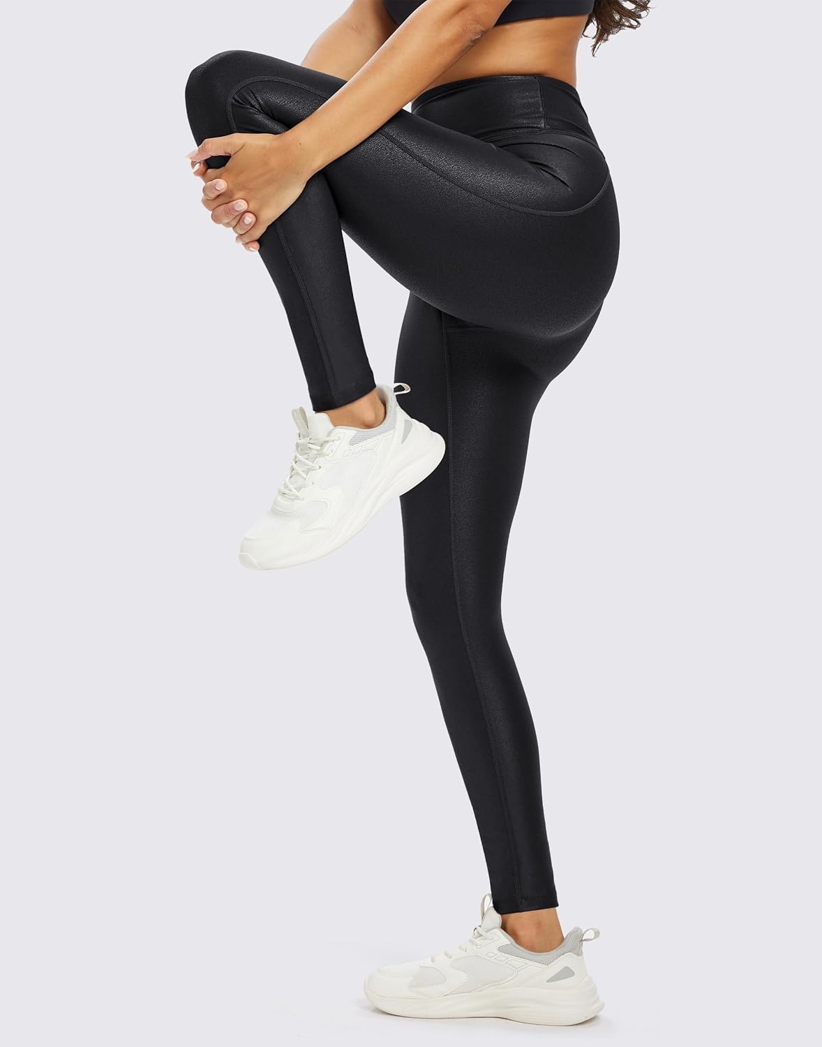 image:imageHARTPOR Faux Leather Leggings for Women 2528 Seamless StretchyBlack