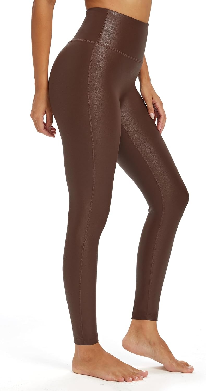 image:imageHARTPOR Faux Leather Leggings for Women 2528 Seamless StretchyBrown