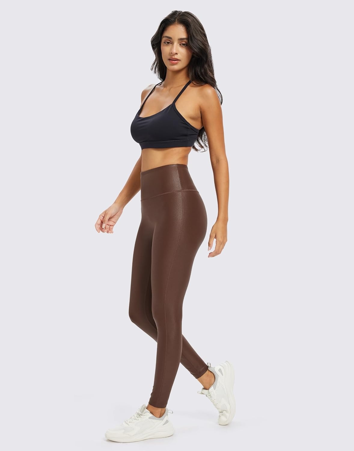 image:imageHARTPOR Faux Leather Leggings for Women 2528 Seamless StretchyBrown
