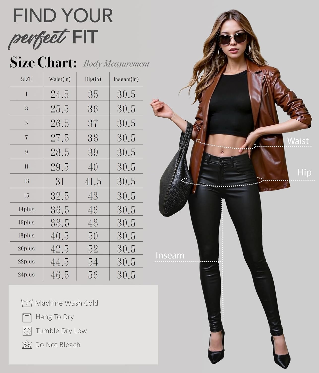 image:imageHybrid amp Company Womens Stretch Coated Skinny PantsP44799skblack