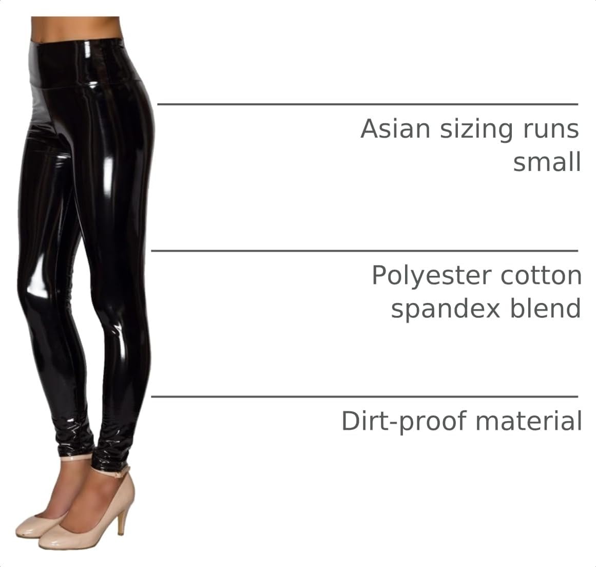 image:imageNewL Women Shiny Metallic Sports Leggings Bright Pencil PantBlack