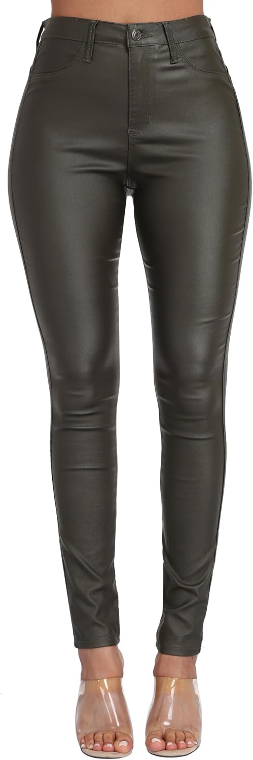 image:imageStretchy Faux Leather Pants PU Coated Legging Juniors for Women104green