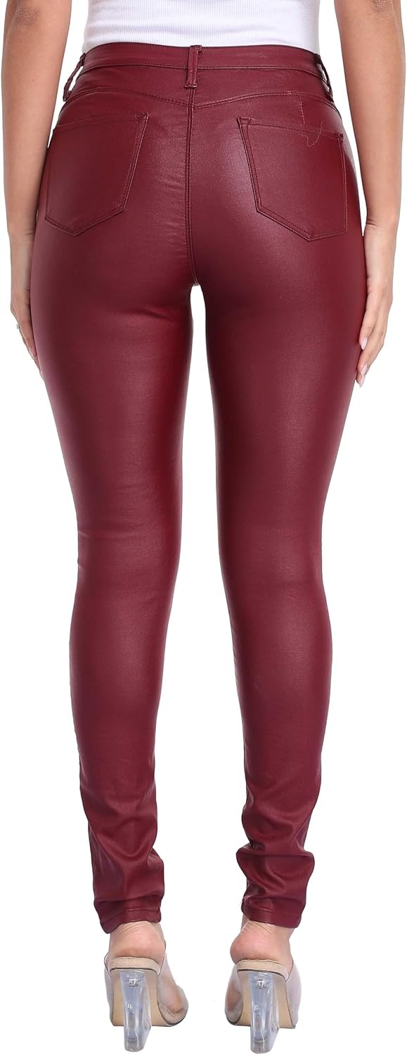 image:imageStretchy Faux Leather Pants PU Coated Legging Juniors for Women104wine Red