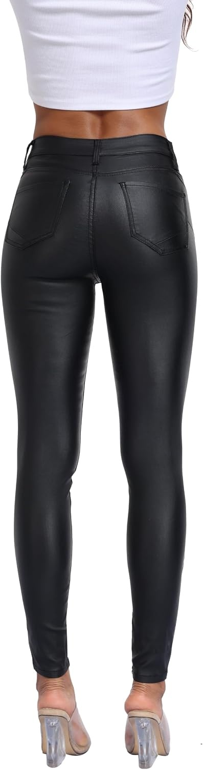 image:imageStretchy Faux Leather Pants PU Coated Legging Juniors for Women111black