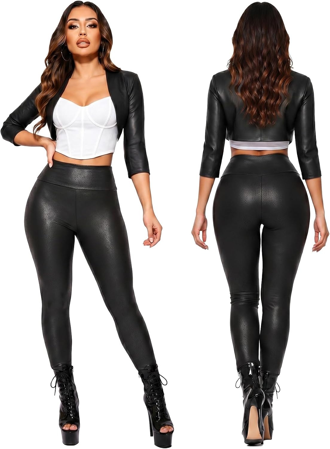 image:imageWomen Faux Leather Leggings Sexy PU Leather PantsPattern Black