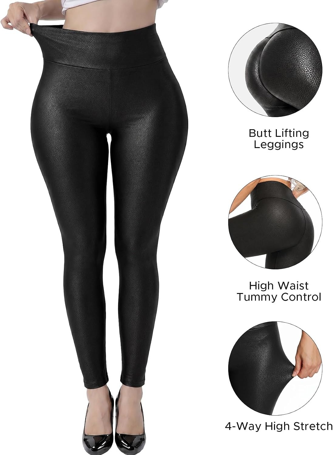 image:imageWomen Faux Leather Leggings Sexy PU Leather PantsPattern Black