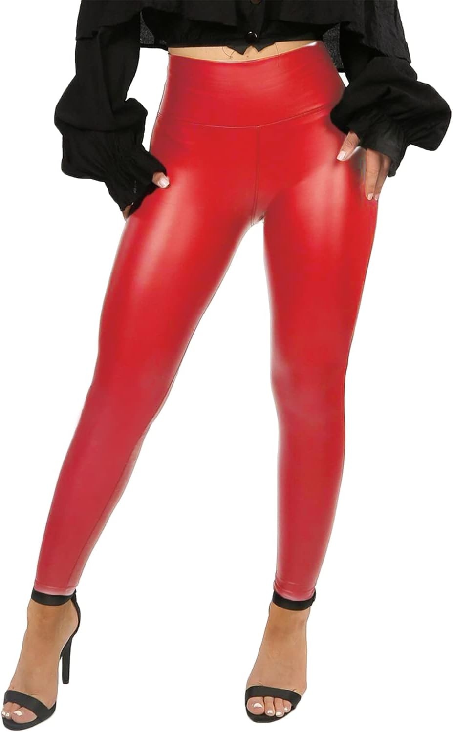 image:imageWomen Faux Leather Leggings Sexy PU Leather PantsRed