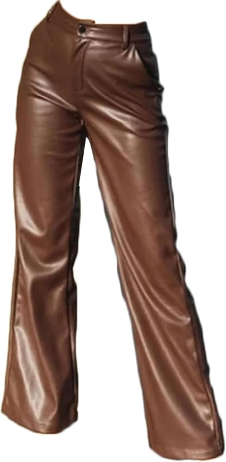 image:imageWomens AutumnWinter Artificial Leather High Waist Tight Casual PantsBlack