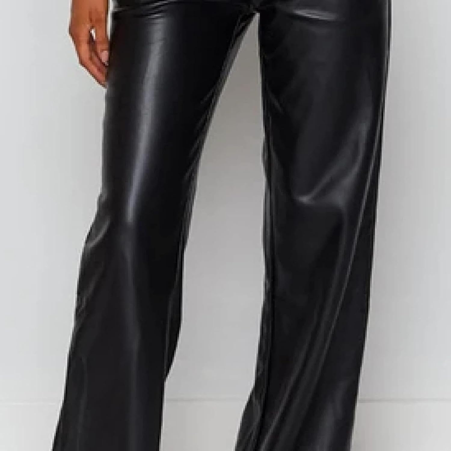 image:imageWomens AutumnWinter Artificial Leather High Waist Tight Casual PantsBlack