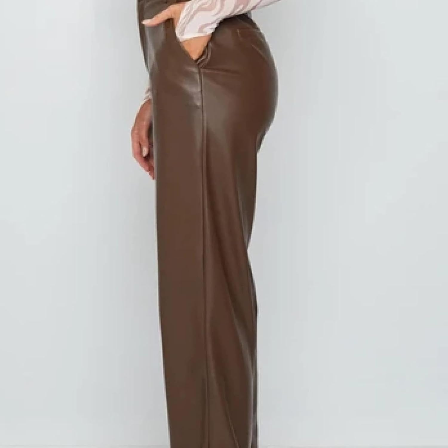 image:imageWomens AutumnWinter Artificial Leather High Waist Tight Casual PantsBlack