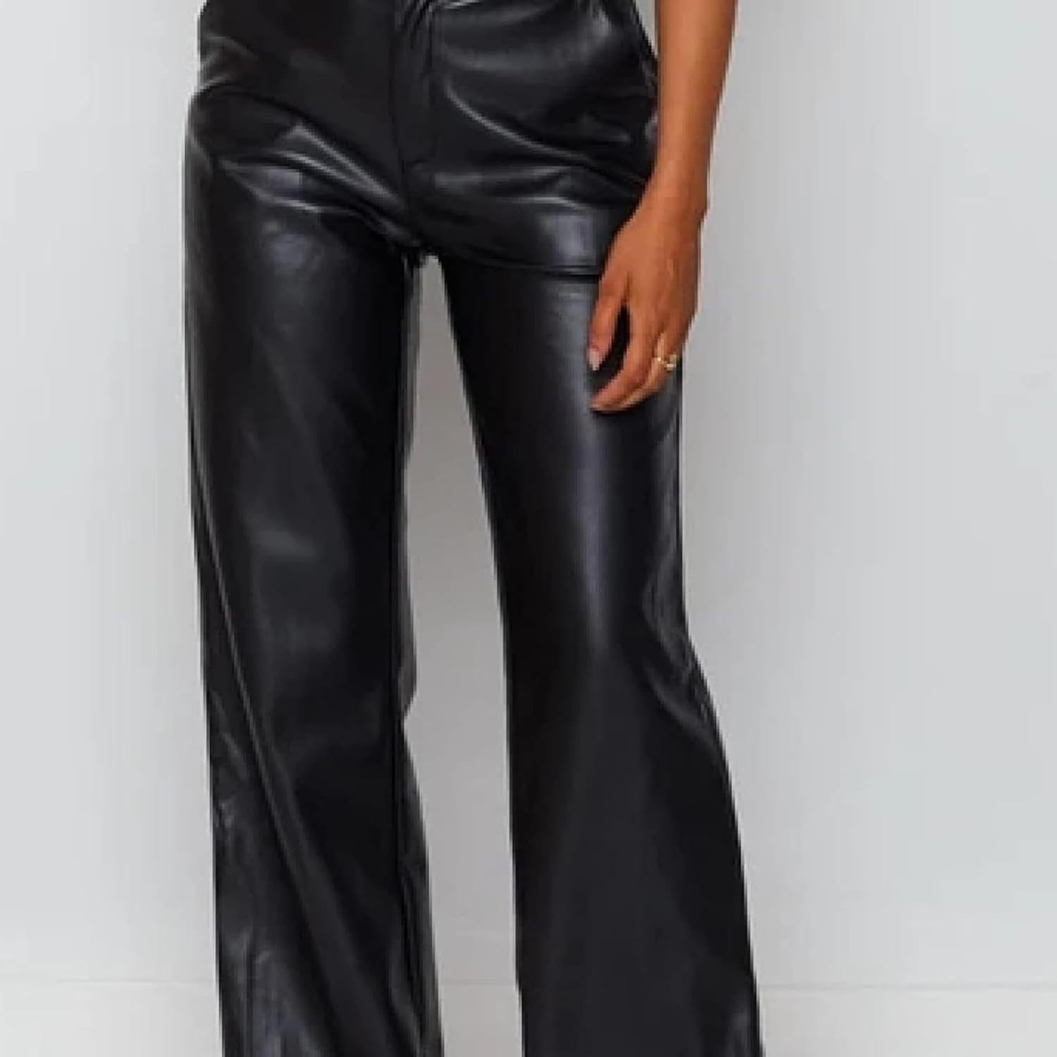 image:imageWomens AutumnWinter Artificial Leather High Waist Tight Casual PantsCoffee