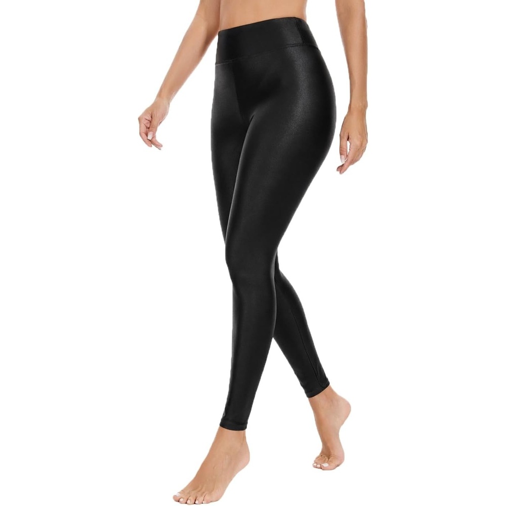 image:imageHody Lovy Womens Faux Leather Leggings for Gym Workout High Waisted Tummy Control Yoga PantsFaux Leatherblack