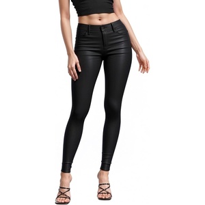 Hybrid & Company Women’s Stretch Coated Skinny Pants(Black)
