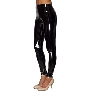 NewL Women Shiny Metallic Sports Leggings Bright Pencil Pant(Black)