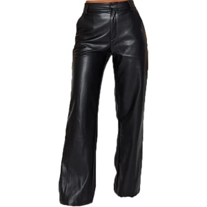 Women’s Autumn/Winter Artificial Leather High Waist Tight Casual Pants(Black)